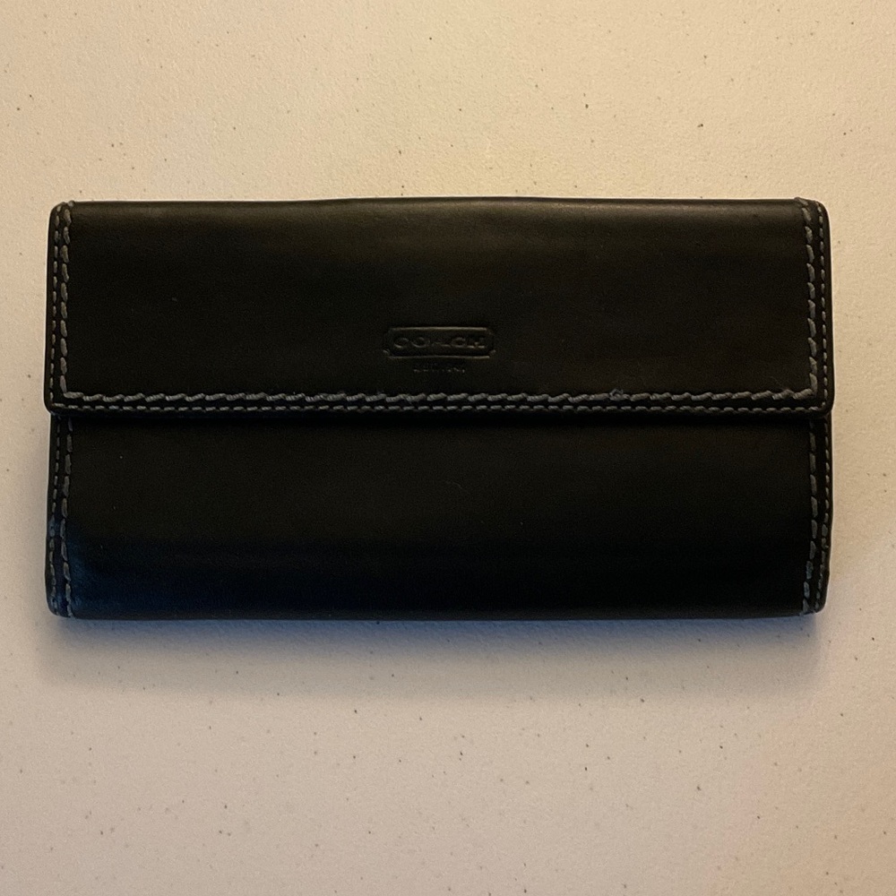 COACH Vintage Black Leather Turnlock Wallet - Picture 2 of 14